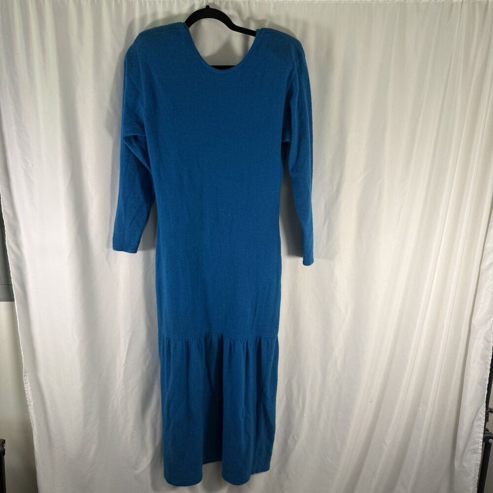 la Maison Simmons Lambswool Rabbit Hair Dress Women's Medium Blue Round Neck